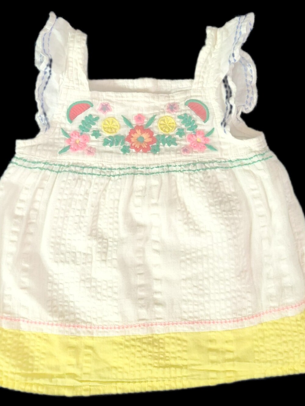 #KING33 F&F White Baby Dress with Multicolor Floral Embroidery